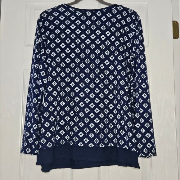 Womens navy Aztec Cuddlduds‎ 2pc pajama set size large - Picture 4 of 12